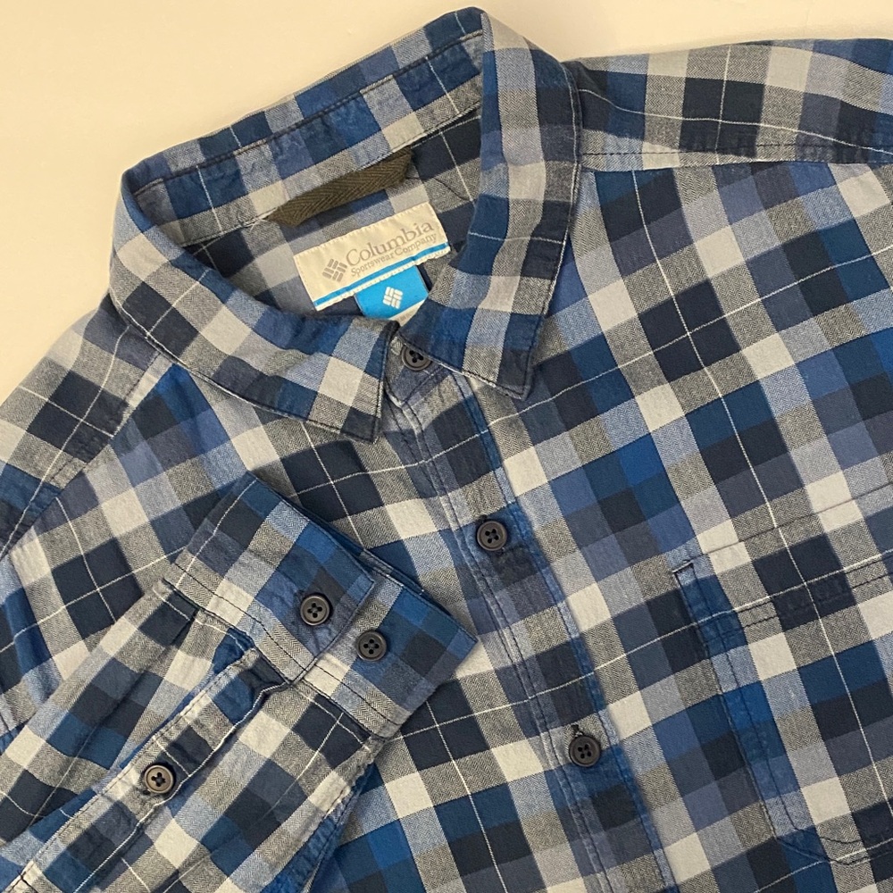 Columbia Men's Blue Plaid Shirt L